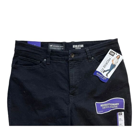 NWT Womens Lee Midrise Fit Modern Series Skinny Leg Black Jeans - Sz 14 - Picture 3 of 4